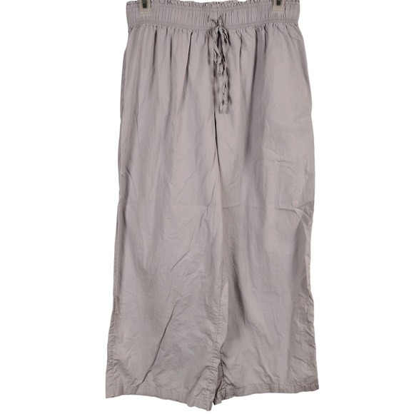 Free People Pants - Free People Womens SZ M Wide Leg Smocked Waist Pants Gray Cotton Boho Gorpcore